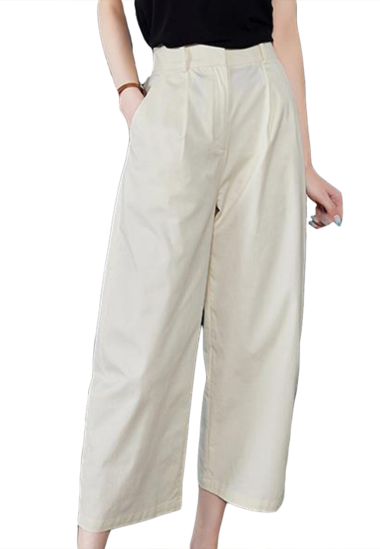 2023 High-end simple high-waist silhouette slim loose waist tightening casual pants CA23050405KI