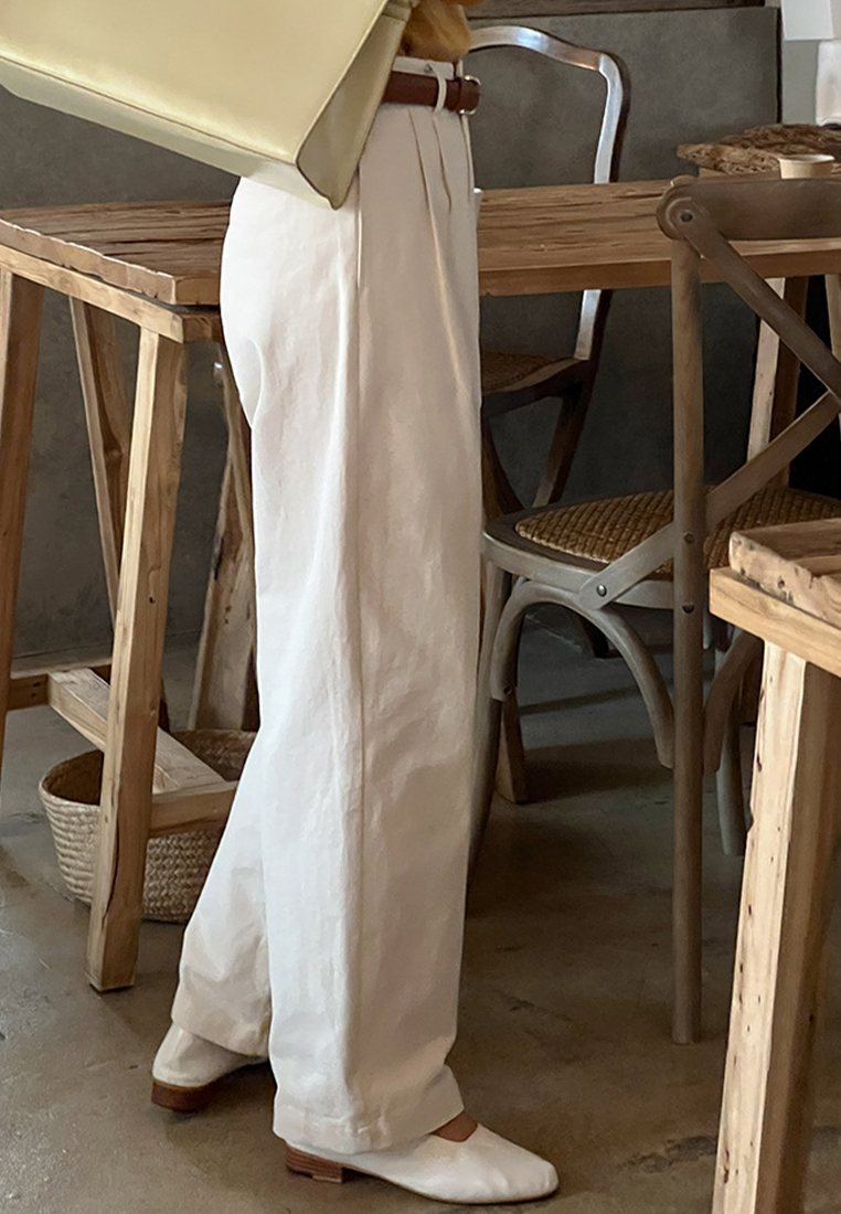 2024 French Khaki High Waist Cotton Casual  Pants CA24031905BE