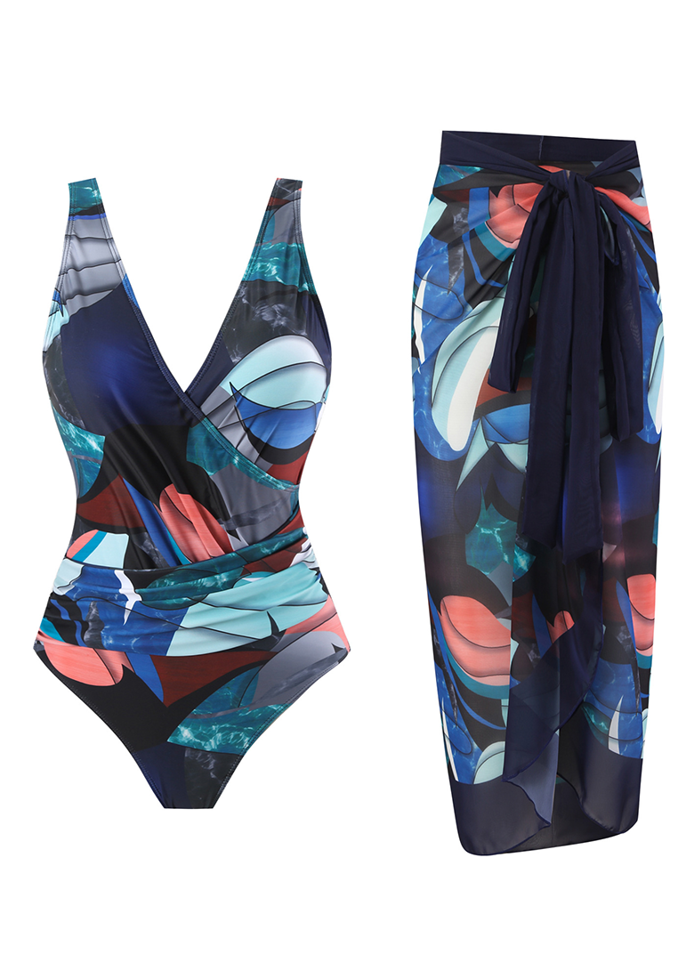 New one-piece swimsuit + chiffon skirt two-piece set CA25030505MT