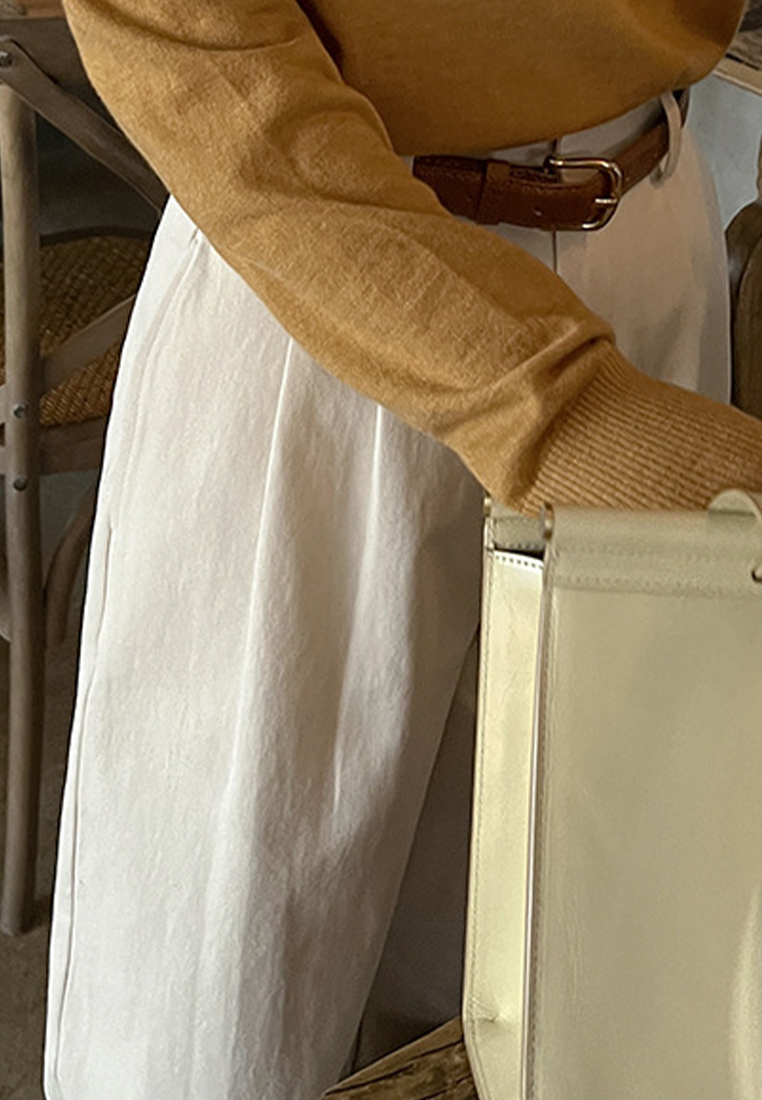 2024 French Khaki High Waist Cotton Casual  Pants CA24031905BE