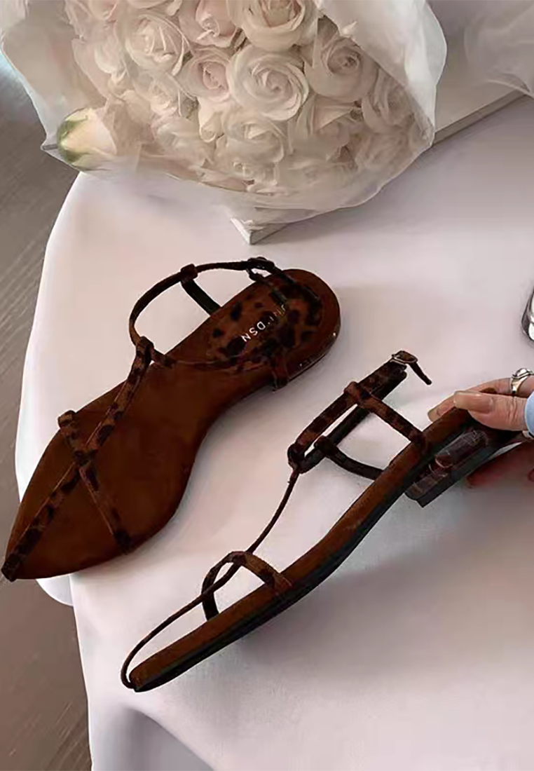 2025 pointed French thin-strap flat sandals CA25042205BK