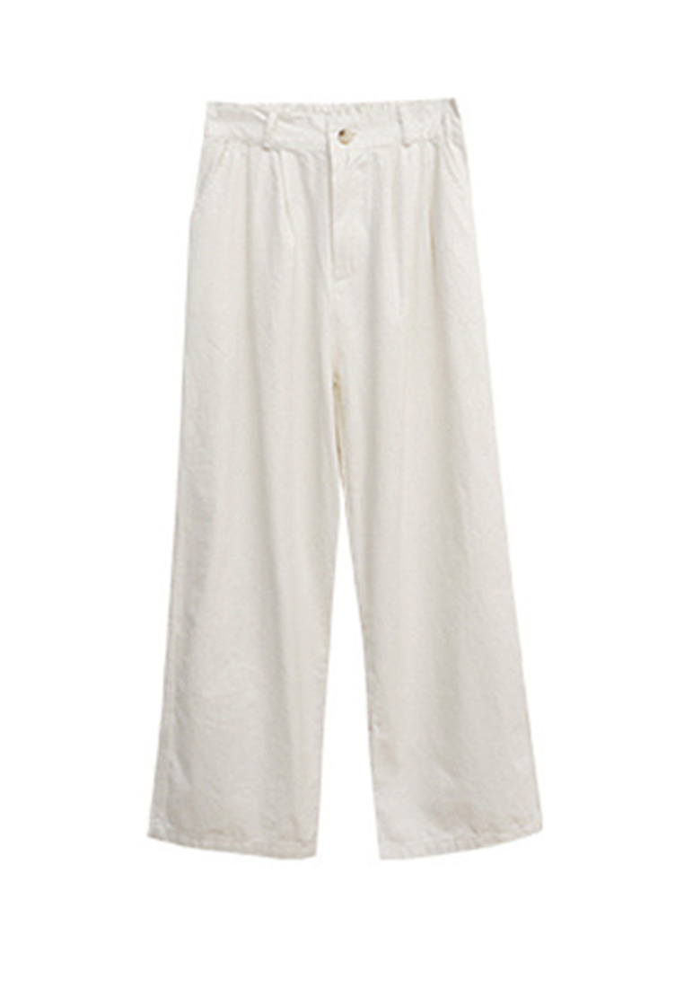 2024 French Khaki High Waist Cotton Casual  Pants CA24031905BE