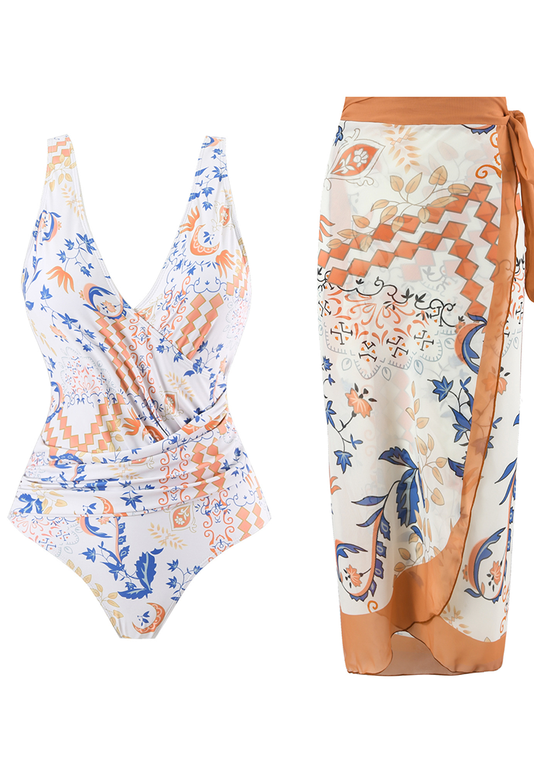 New one-piece swimsuit + chiffon skirt two-piece set CA25030505MT