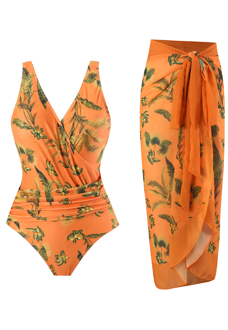 New one-piece swimsuit + chiffon skirt two-piece set CA25030505MT