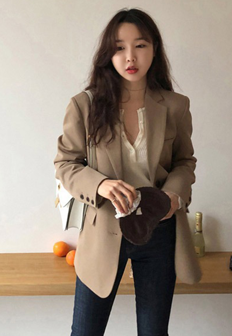 Fashionable British style casual brown suit jacket CA111605