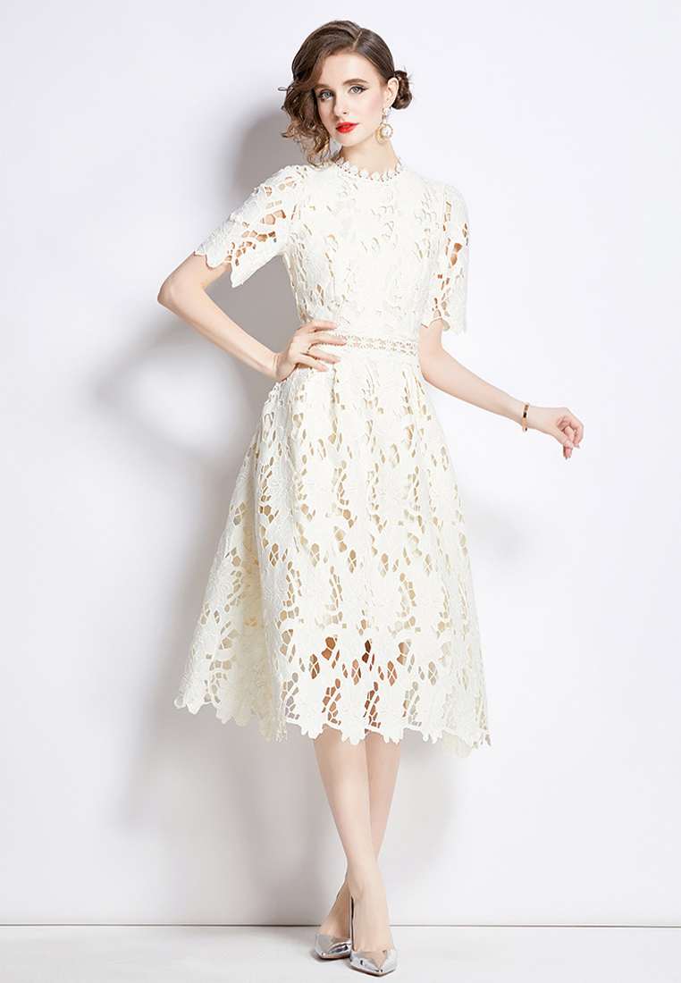 2024 Fashionable temperament mid length lace dress CA24032605BE
