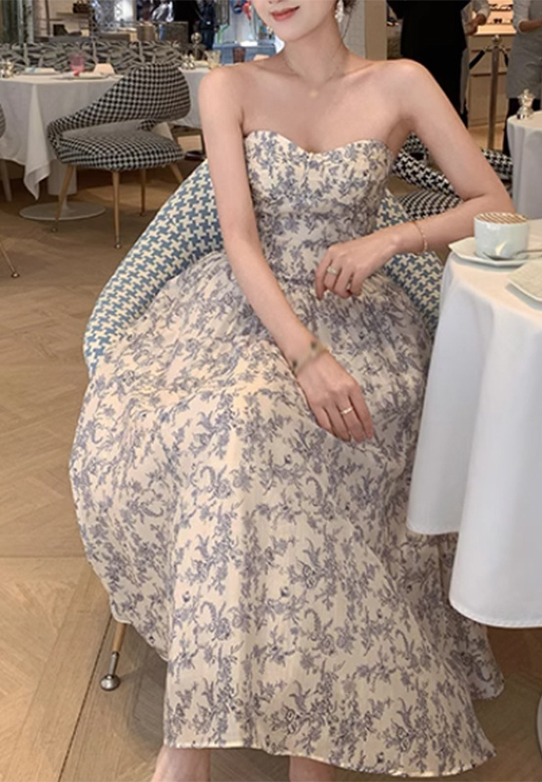 New arrival floral tube top heavy waist dress CA25061705MT