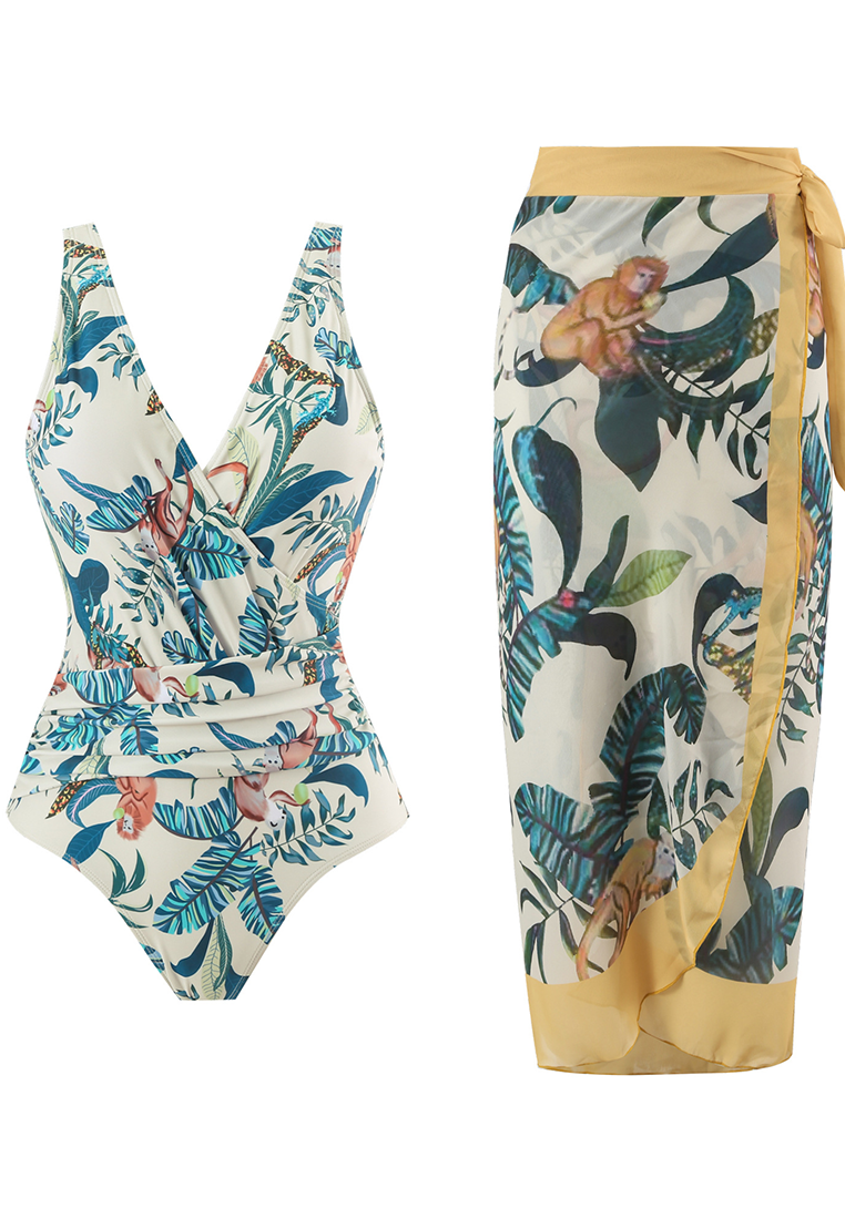 New one-piece swimsuit + chiffon skirt two-piece set CA25030505MT