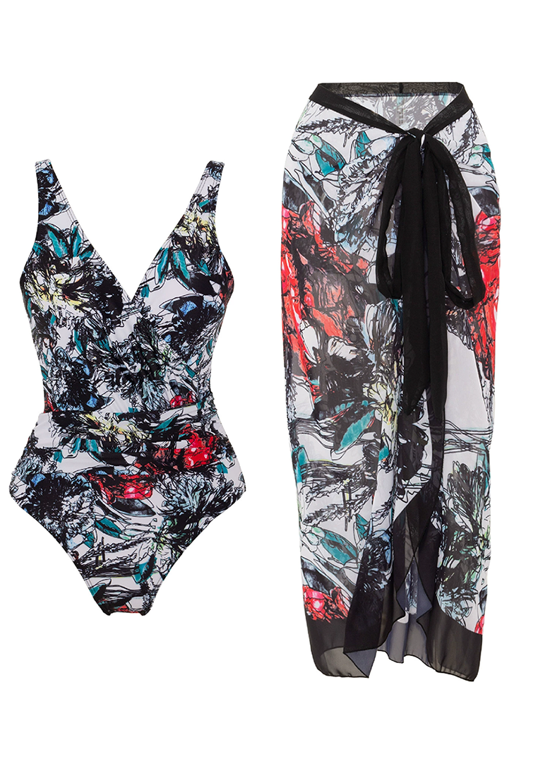 New one-piece swimsuit + chiffon skirt two-piece set CA25030505MT