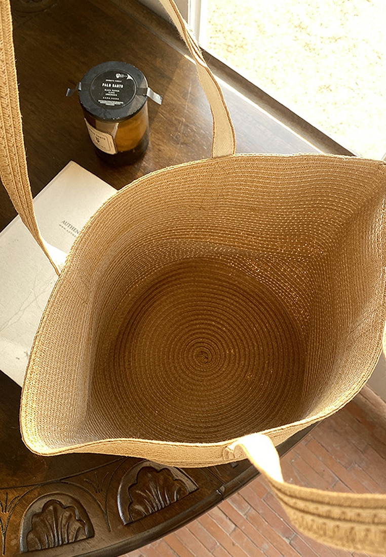 2024 Handheld Brown Simple Straw Woven Bag CA24032305BW