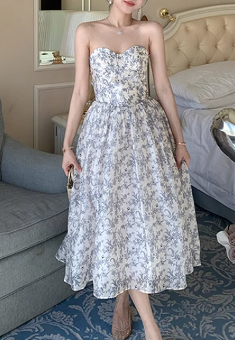 New arrival floral tube top heavy waist dress CA25061705MT