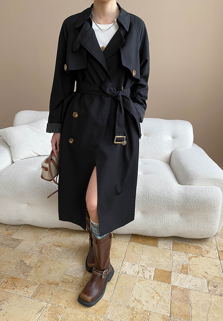 Early autumn new British style double-breasted lace-up long coat CA25092505KI