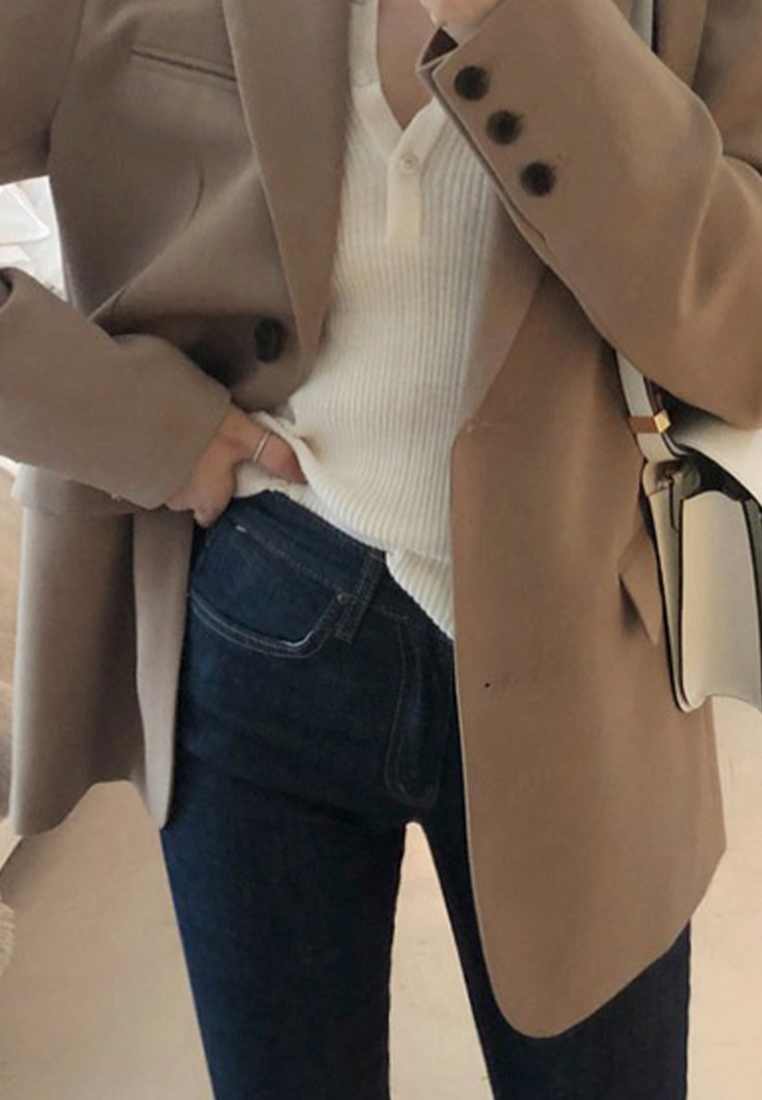 Fashionable British style casual brown suit jacket CA111605