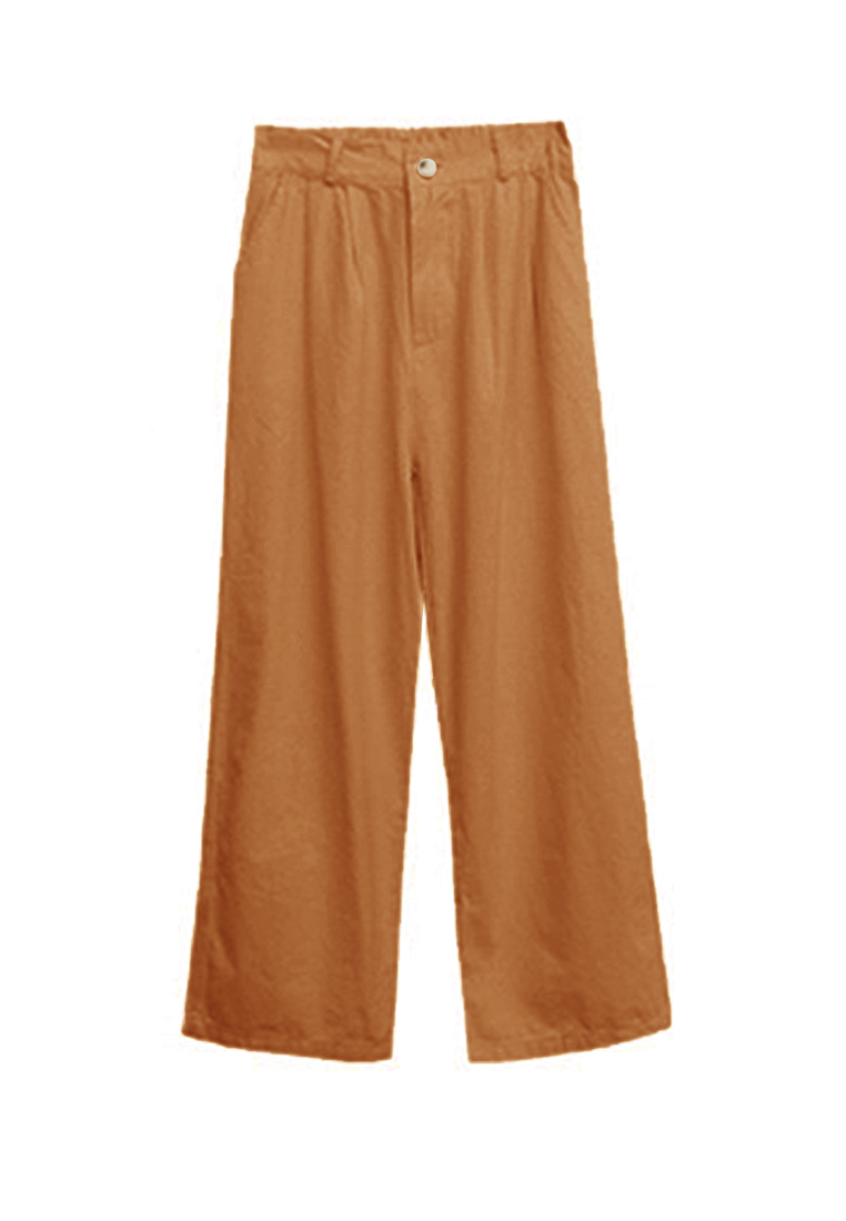 2024 French Khaki High Waist Cotton Casual  Pants CA24031905BE