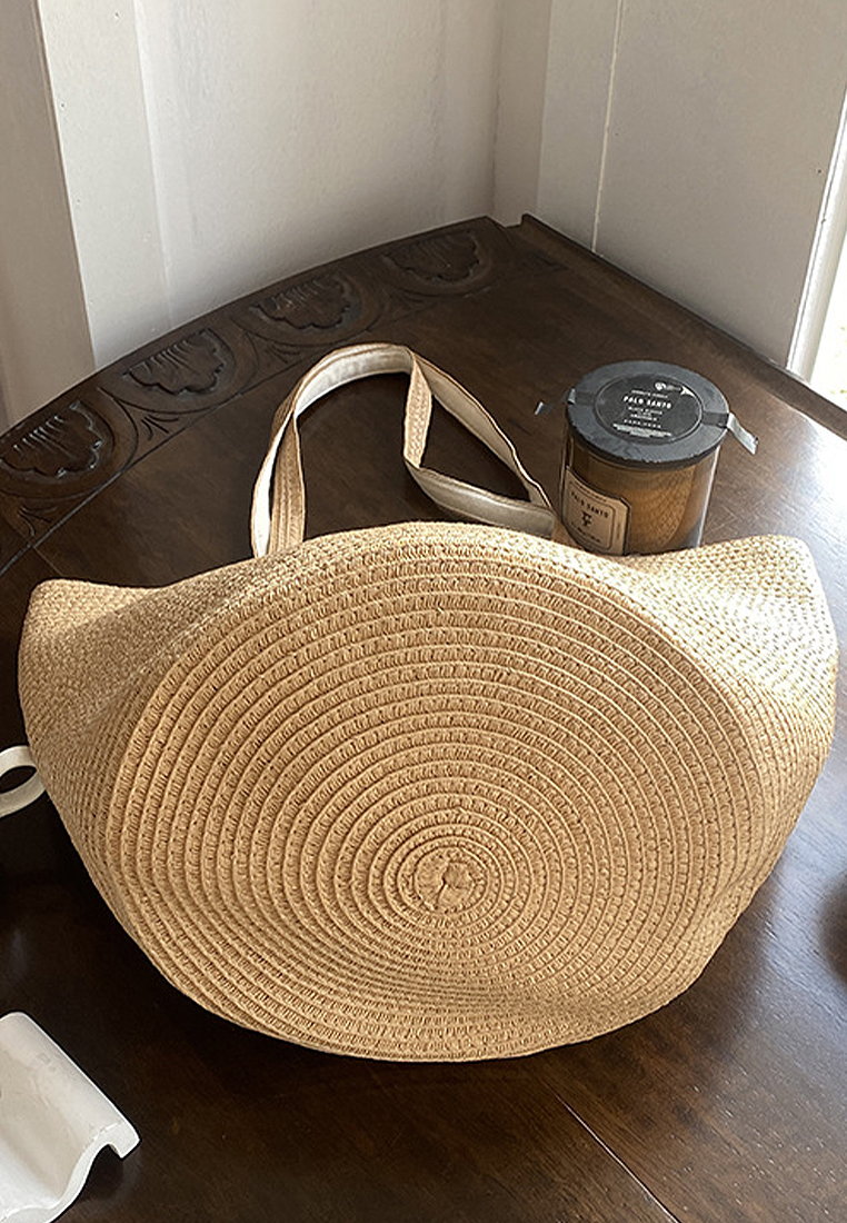 2024 Handheld Brown Simple Straw Woven Bag CA24032305BW