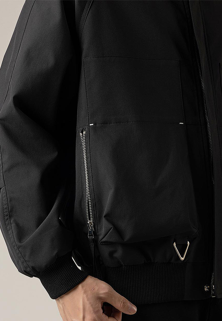 Winter Korean loose collar jacket CA24101405BK