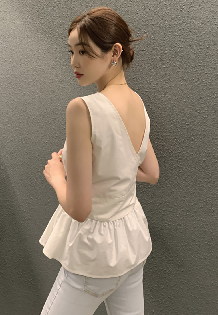 New spring and summer French lace ruffle patchwork vest shirt CA25042905W