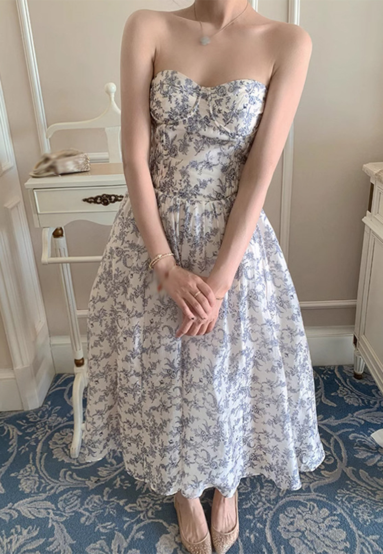 New arrival floral tube top heavy waist dress CA25061705MT