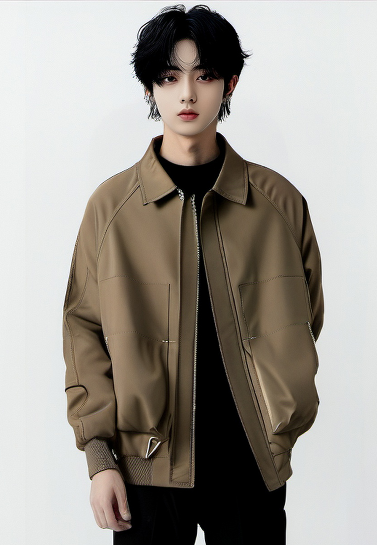 Winter Korean loose collar jacket CA24101405BK