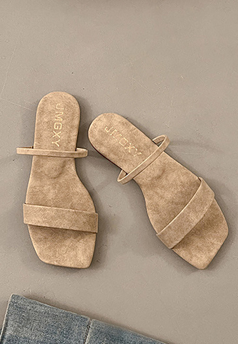 2025 Korean version square toe flat slippers CA25042305BW