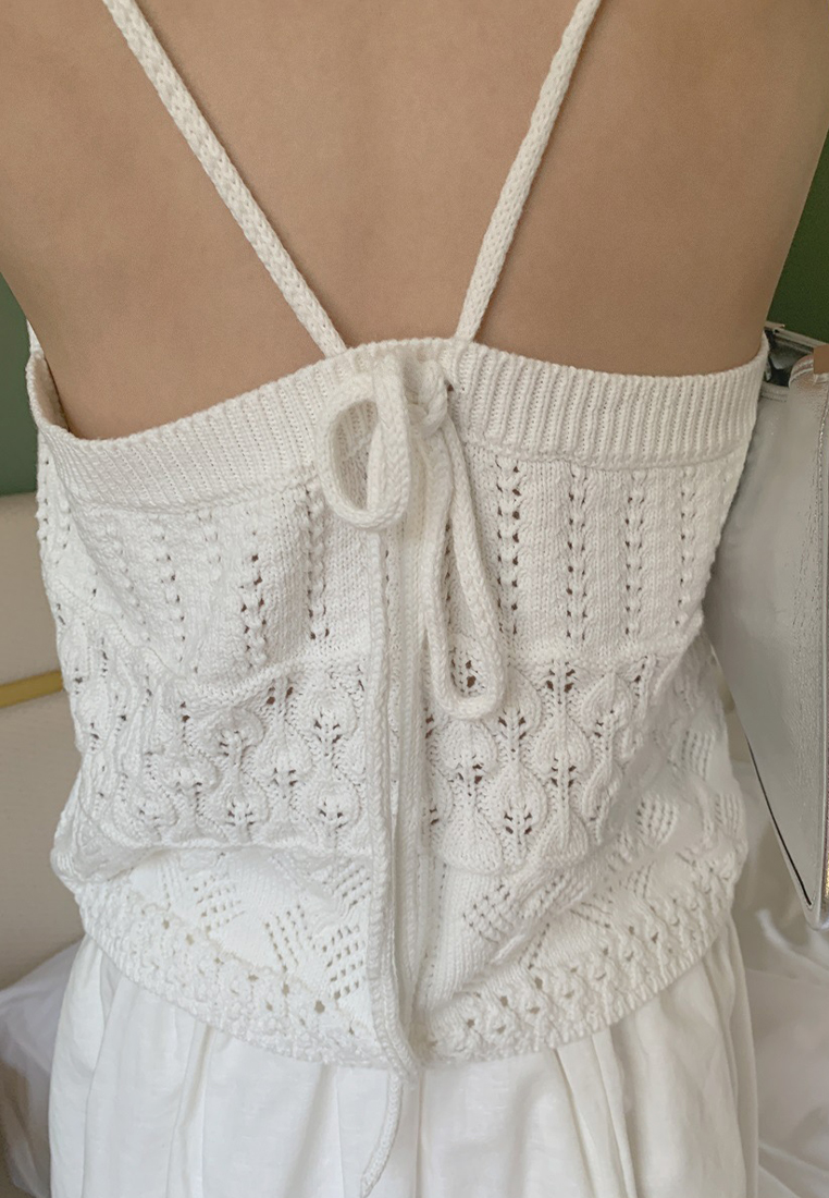 Korean Hollow Knit Vest Solid Color Skirt Set CA25070905W