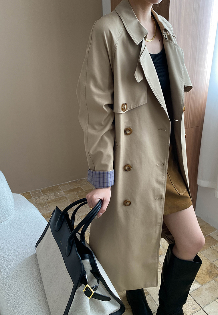 Early autumn new British style double-breasted lace-up long coat CA25092505KI