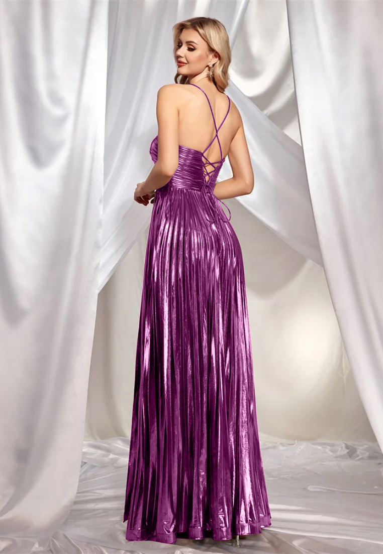 White long-sleeved pleated dress CA251103D05GD