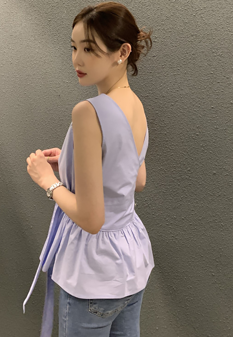 New spring and summer French lace ruffle patchwork vest shirt CA25042905W