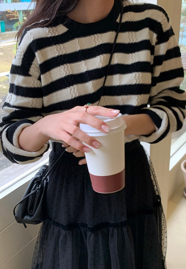 French retro versatile polka dot mesh skirt CA25031905BW