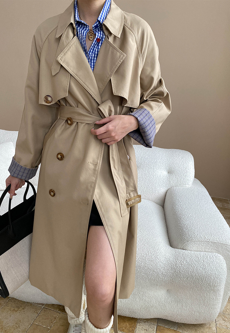 Early autumn new British style double-breasted lace-up long coat CA25092505KI