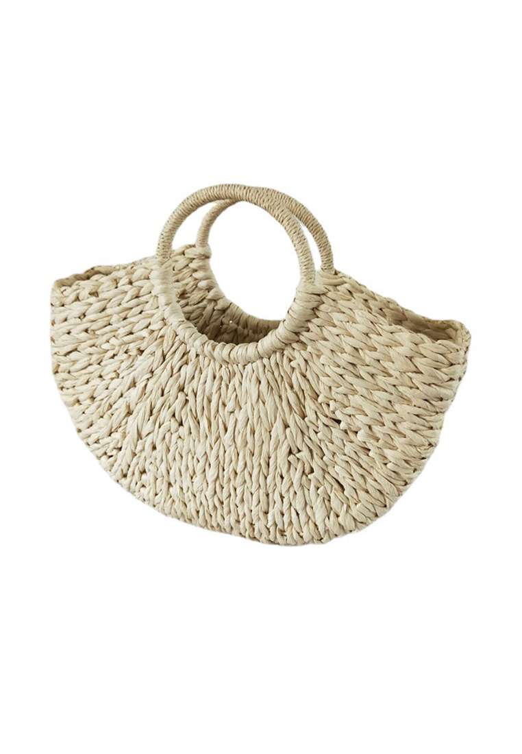 New Half Circle Handmade Solid Color Woven Tote Bag CA24061705MT-sunnydaysweety