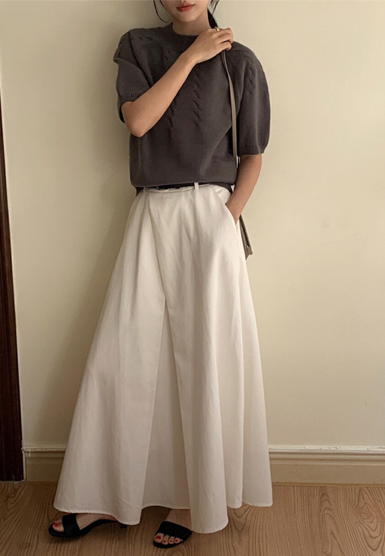Korean chic all-match A-line long skirt with belt CA225042250BE