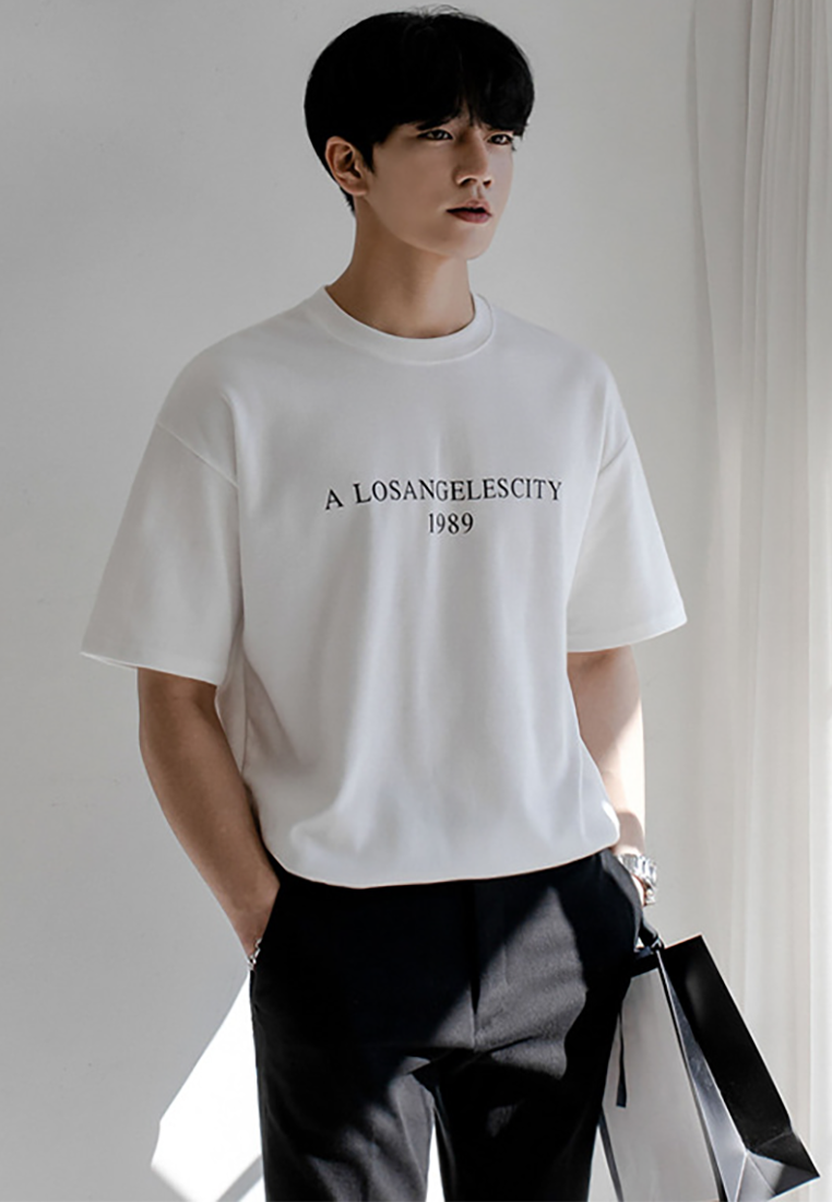 Men's new simple letter print round neck T-shirt CA25052350W