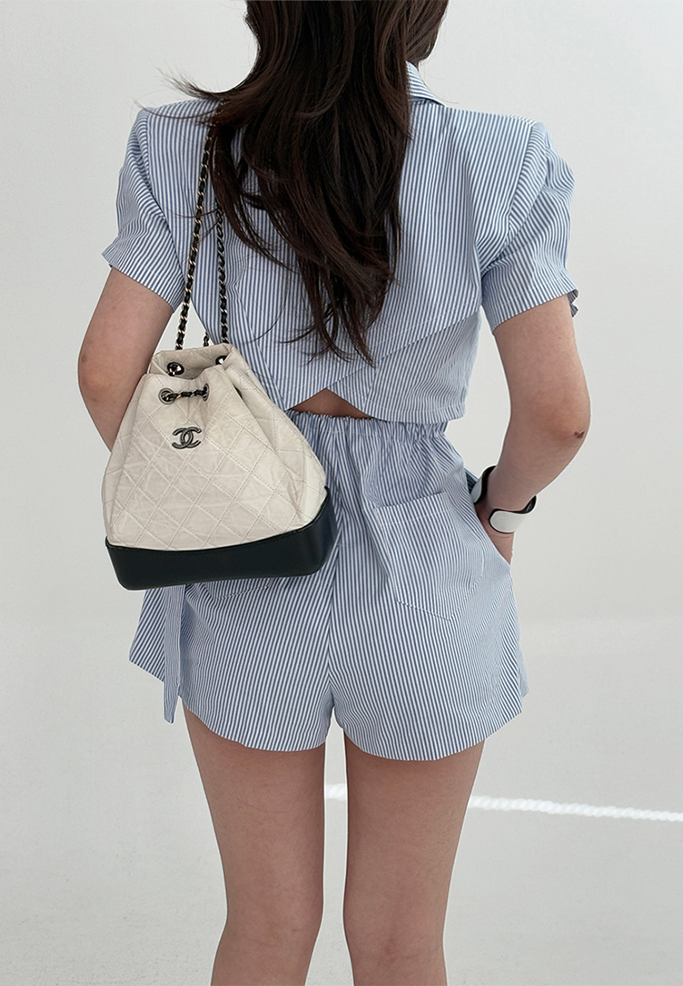 New summer hollow back waist lapel short sleeve fake two-piece jumpsuit CA25060350W