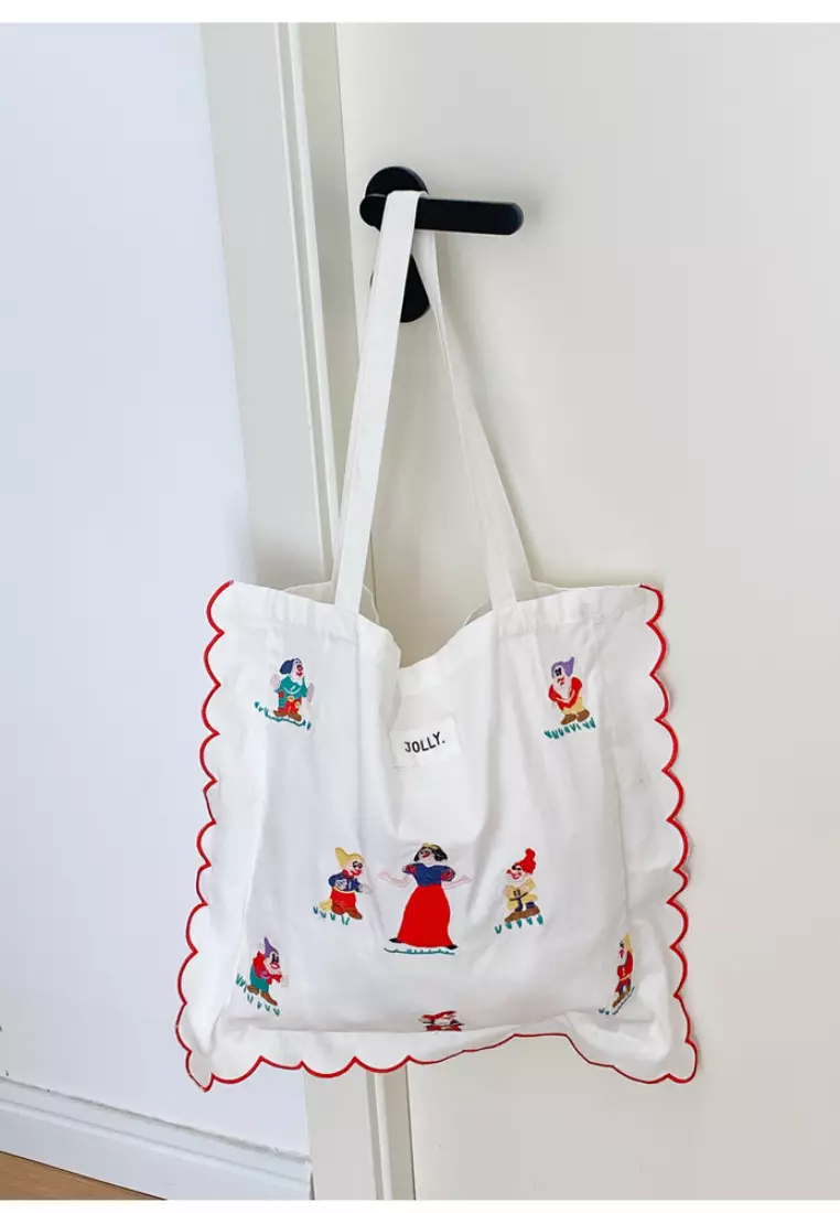 2024 Funny Cartoon Dot Pattern Fashion New Style Canvas Tote Bag K052903