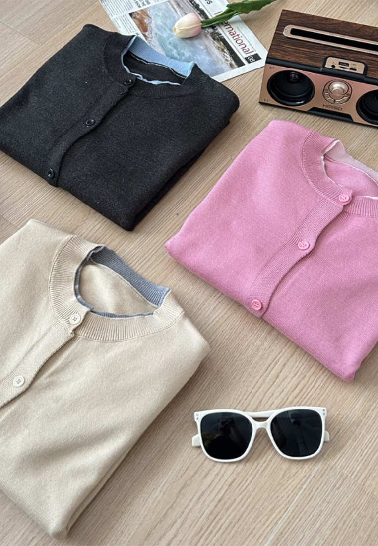 Temperament new color matching fake two piece knitted Cardigans sweater K120902PI