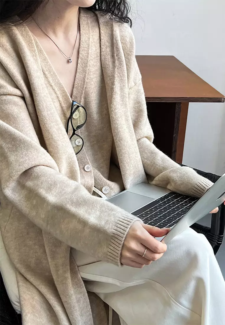 Long knitted cardigan vest vest vest vest suit CA24092351GY