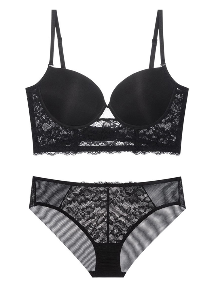 U-shaped backless beautiful back glossy invisible soft steel ring bra small chest push-up bra set CA23050452W-sunnydaysweety