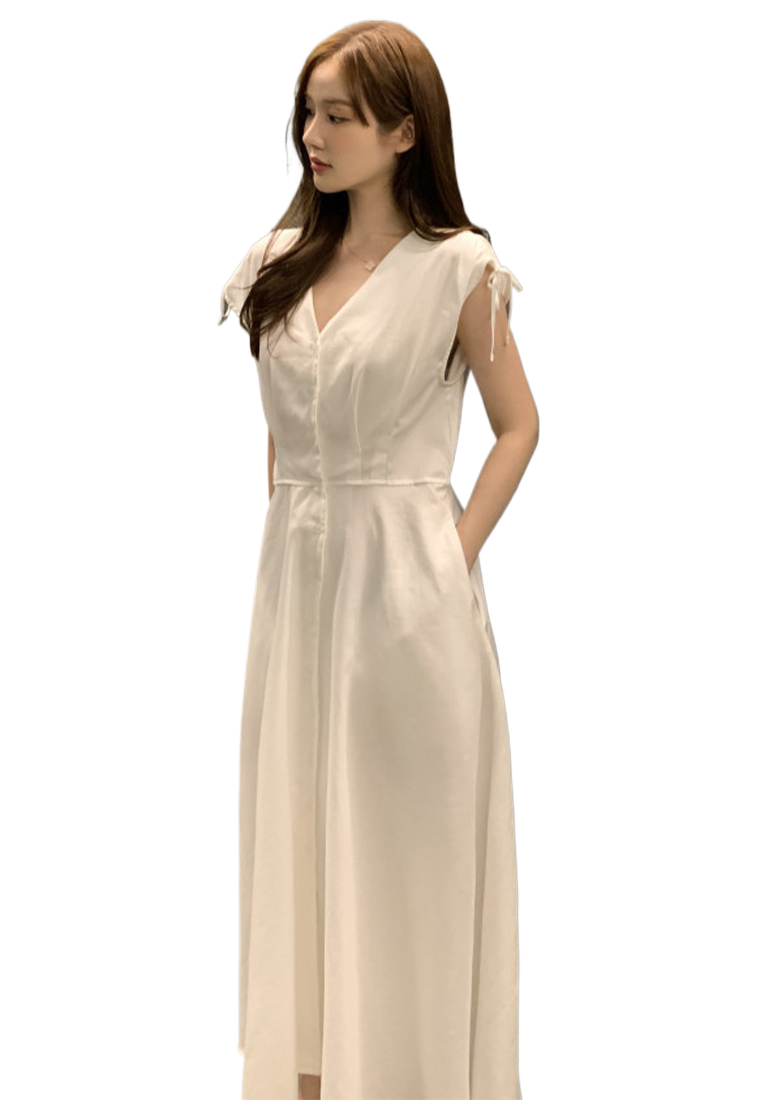 New French Temperament Single-breasted Sleeveless Dress CA25060352BK