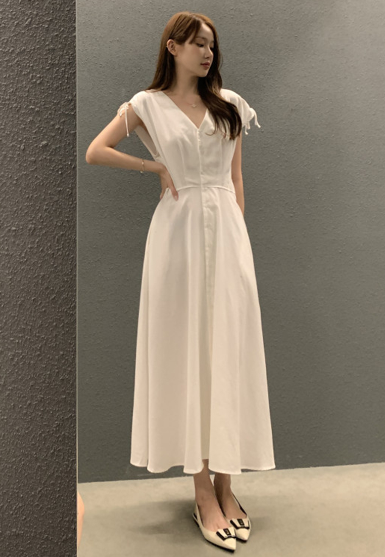 New French Temperament Single-breasted Sleeveless Dress CA25060352BK