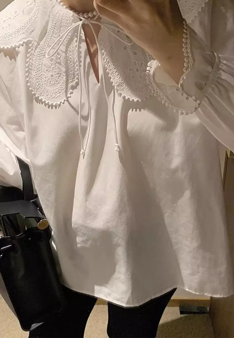 Korean loose and versatile flared sleeve shirt CA24092745W