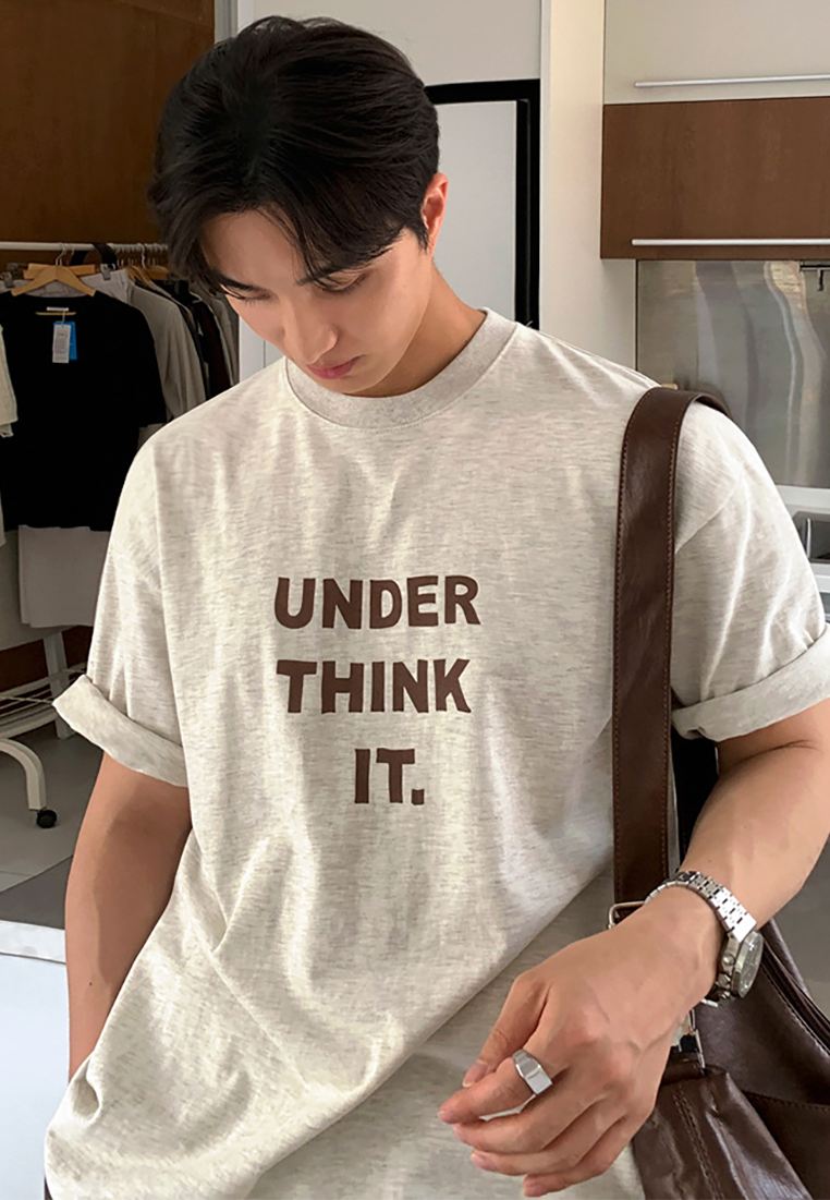 Men's Korean commuter style letter print T-shirt CA25052353GY