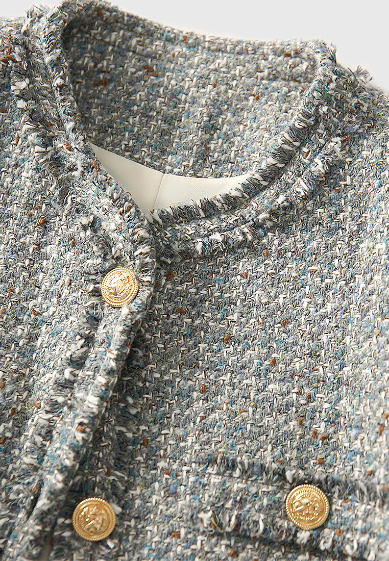 French tweed top with brushed tassel fragrance coat CA101953