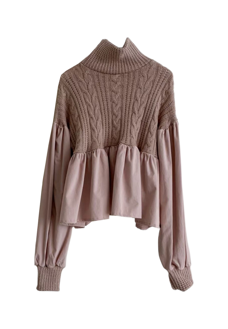 Korean collar knitted patchwork top CA241128153BE