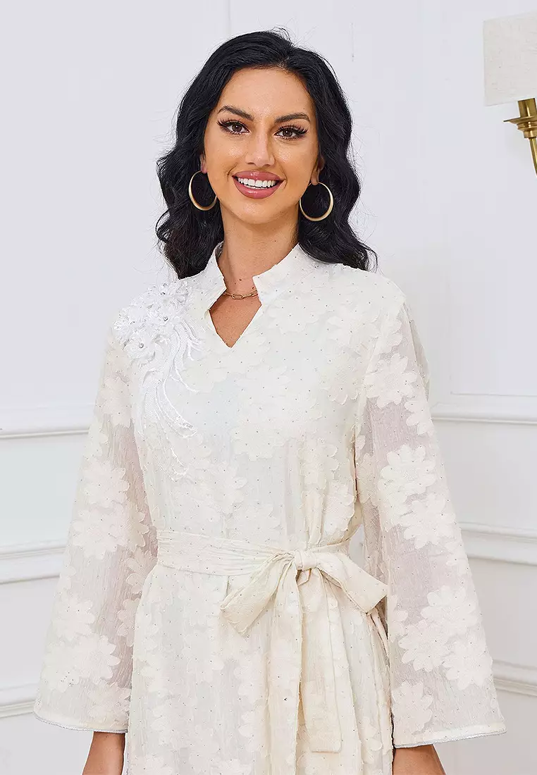 2024 new elegant Jacquard long maxi dress Kaftans Jubahs CA24021906