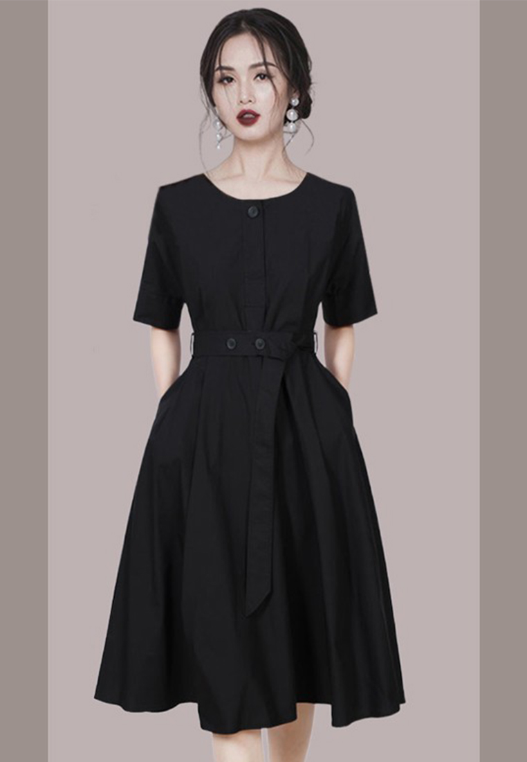 Audrey Hepburn Style French Chic Elegant Lady's Midi Dress CA061354