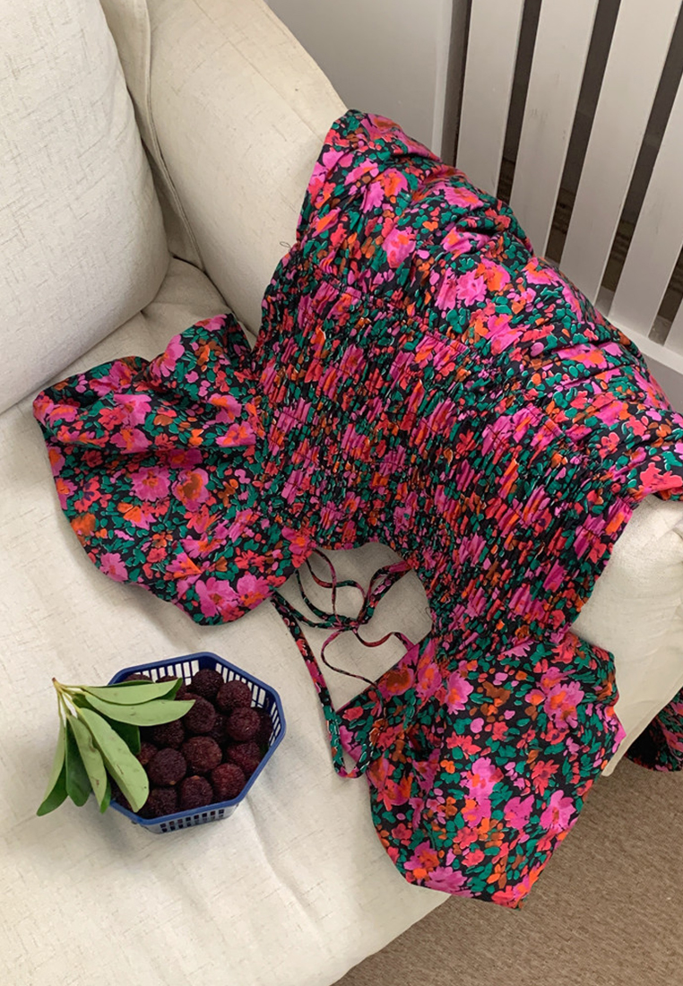 Korean Retro Square Collar Strap Dress CA25032754RD