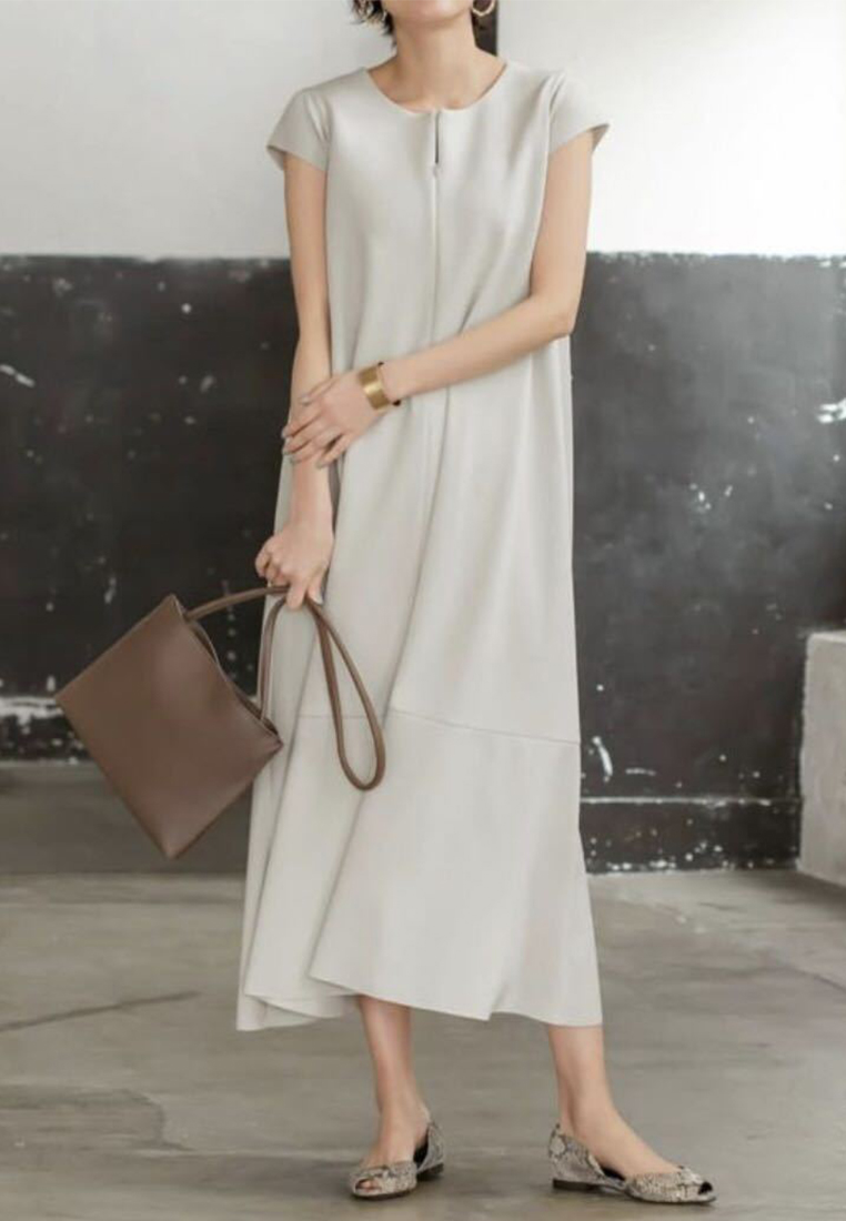 2025 solid color loose casual versatile dress CA25060354GY