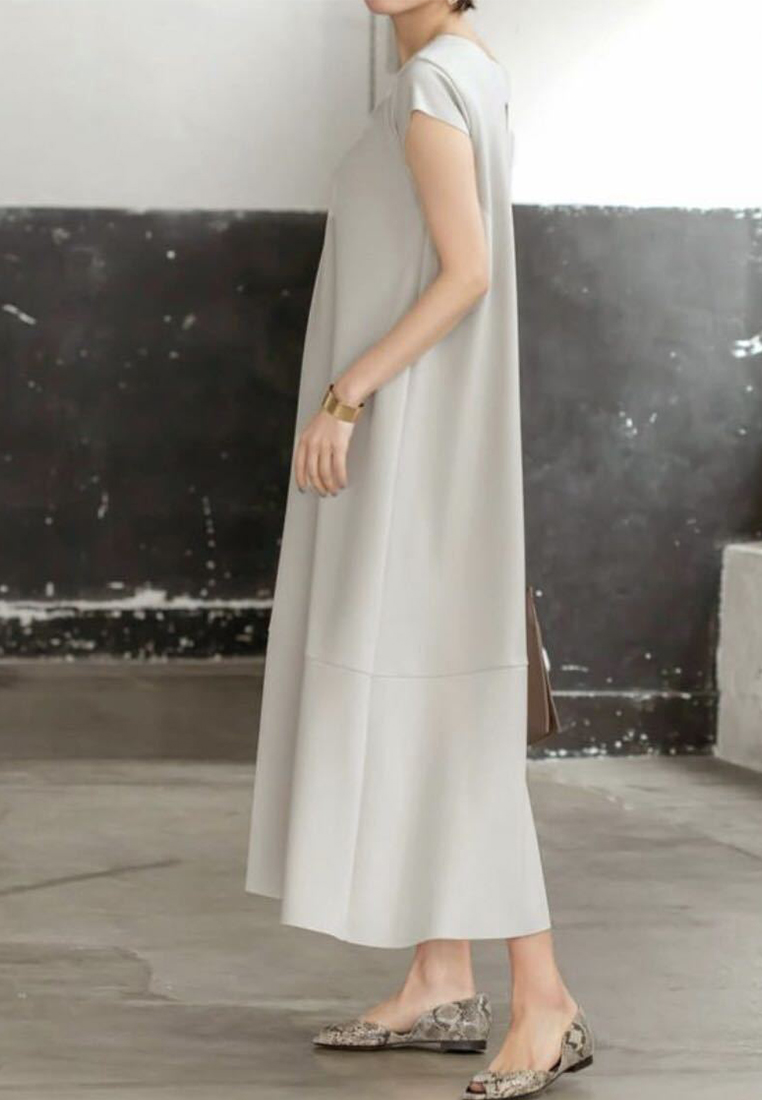 2025 solid color loose casual versatile dress CA25060354GY