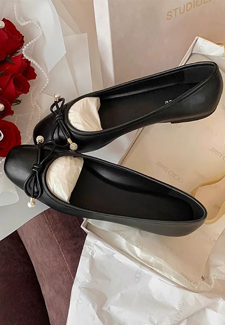 Rhinestone bow ballet flat shoes CA25021325W